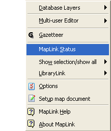 The MapLink Status menu