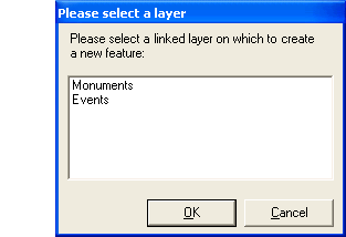 Create database record - select layer dialogue