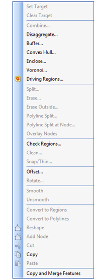 MapLink Edit Objects menu