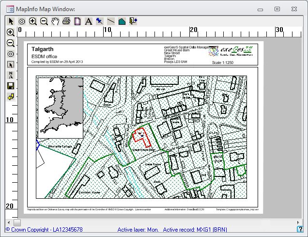 Generated map layout from Template