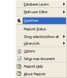 The Mini Gazetteer menu